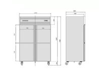 attrezzatura di refrigerazione d'approvvigionamento centigrado -18 a quattro porte 490W