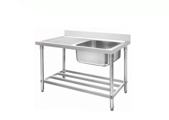 Hotel Commercial Stainless Steel Benchtops , Commercial Kitchen Work Bench With Single Bowl